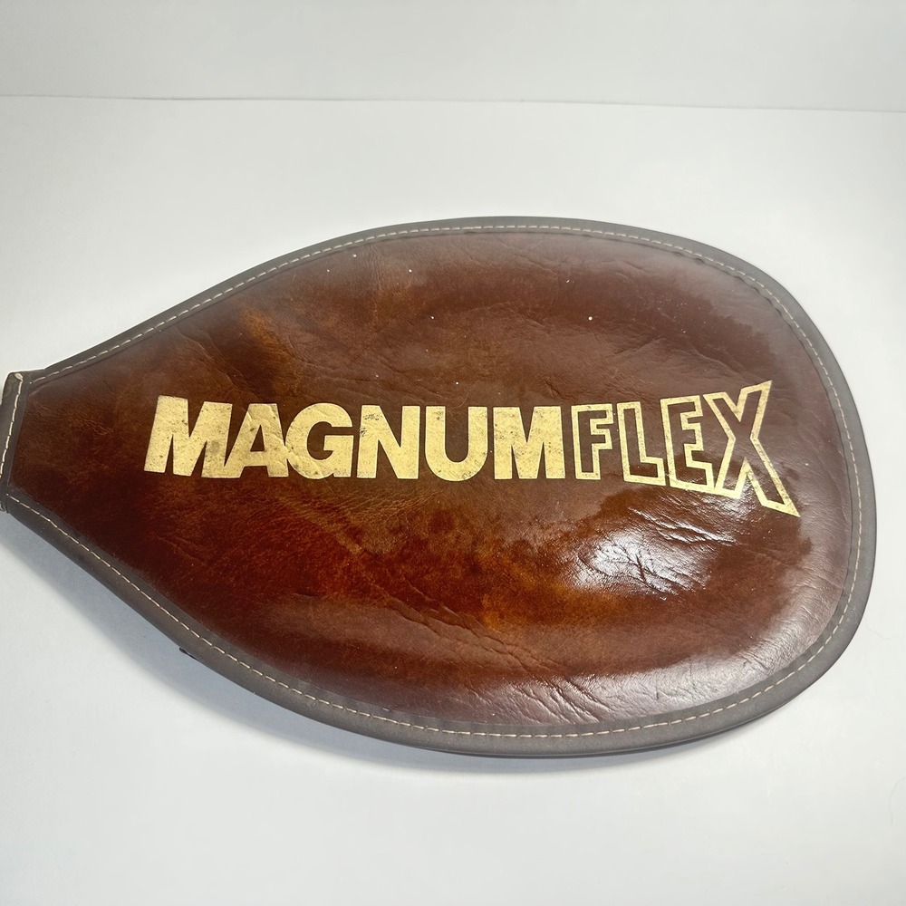 Vintage Ektelon Magnum Flex Racquetball Racket Leather Cover Blue Metallic 19"